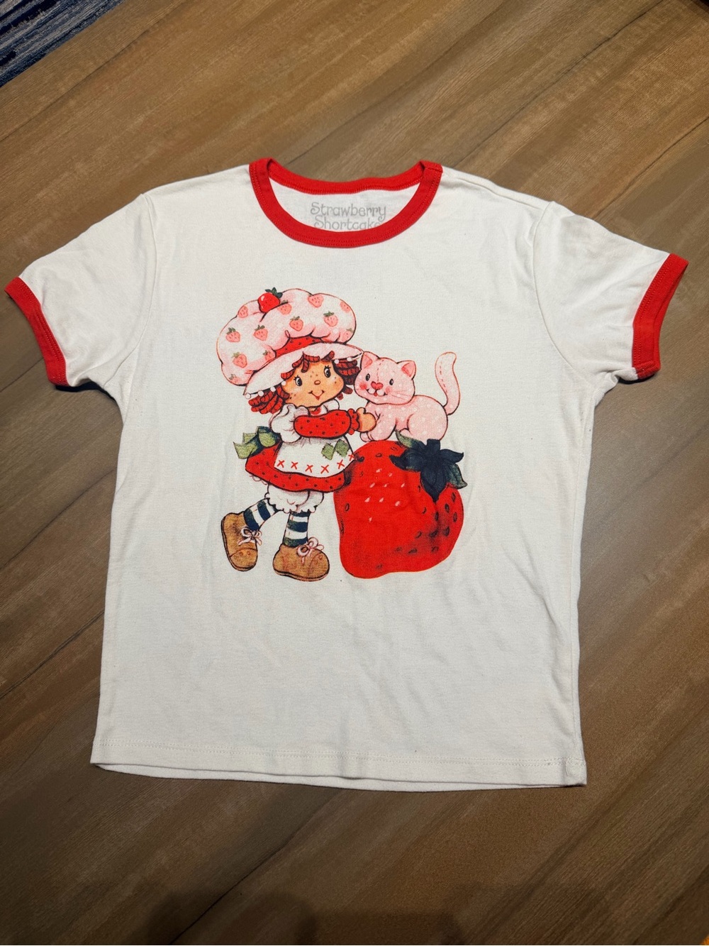 Strawberry Shortcake White & Red Graphic Ringer Tee
